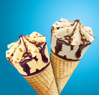 Frubon cones with chocolate and nuts